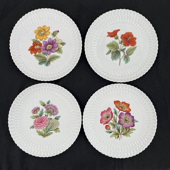 Spode Mansard Luncheon Bone China Floral Scalloped‎ Edge Plates Signed by Artist - Picture 2 of 16